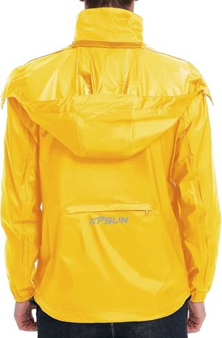 سترات المطر الرجالية من KPSUN مقاومة للماء وخفيفة الوزن وقابلة للتعبئة ومعاطف مطر للجري مع غطاء رأس قابل للإزالة in Kuwait