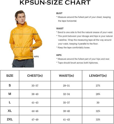 سترات المطر الرجالية من KPSUN مقاومة للماء وخفيفة الوزن وقابلة للتعبئة ومعاطف مطر للجري مع غطاء رأس قابل للإزالة in Kuwait