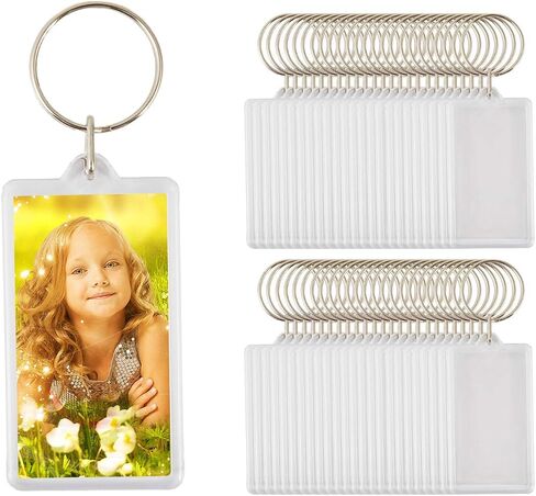 50pcs Size:2.51"x1.33" Custom Personalised Insert Photo Acrylic Blank Keyring Keychain Wholesale in Saudi Arabia