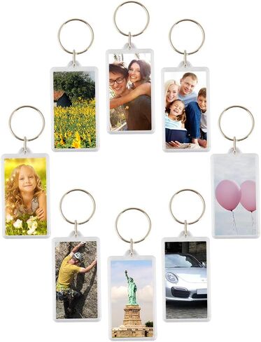 50pcs Size:2.51"x1.33" Custom Personalised Insert Photo Acrylic Blank Keyring Keychain Wholesale in Saudi Arabia