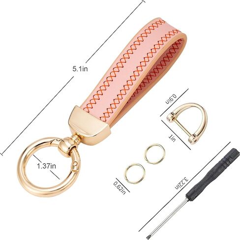 سلسلة مفاتيح سيارة من الجلد الطبيعي من كلاود باي، حامل مفاتيح عالمي مع حلقة على شكل حرف D قابلة للدوران 360 درجة، مضادة للفقدان in Kuwait