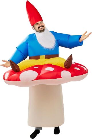 Spooktacular Creations Inflatable Costume for Adults, Mushroom Air Blow Up Costumes, Ride On Lazy Dwarf with Hat and Beard for Halloween Costume Parties in Saudi Arabia