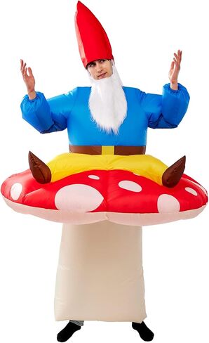 Spooktacular Creations Inflatable Costume for Adults, Mushroom Air Blow Up Costumes, Ride On Lazy Dwarf with Hat and Beard for Halloween Costume Parties in Saudi Arabia