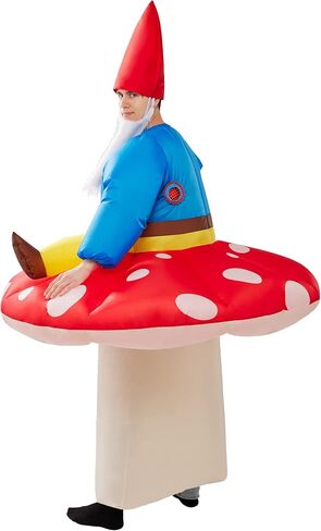 Spooktacular Creations Inflatable Costume for Adults, Mushroom Air Blow Up Costumes, Ride On Lazy Dwarf with Hat and Beard for Halloween Costume Parties in Saudi Arabia