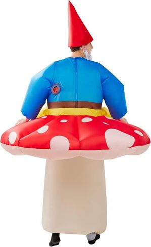 Spooktacular Creations Inflatable Costume for Adults, Mushroom Air Blow Up Costumes, Ride On Lazy Dwarf with Hat and Beard for Halloween Costume Parties in Saudi Arabia