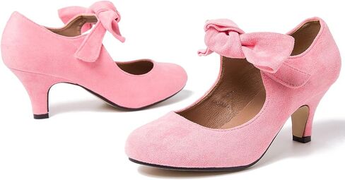 LIURUIJIA Women's Bow Mary Jane Kitten Heel Pumps Dress Shoes | Bow Strap, Low Heel, Shoes for Women Dressy, Wedding Guest, Office, Church, Party, Cute, 1920s, 50s Vintage Style in Saudi Arabia