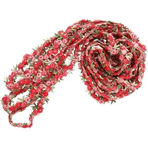 EXCEART Rose Lace Trim Floral Ribbon DIY Wedding Appliques for Sewing Craft 4.5m (Dark Red)