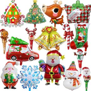 بالونات عيد الميلاد، 16 قطعة بالونات كبيرة من رقائق عيد الميلاد، جوارب سانتا الرنة ثلج قصب حلوى شجرة عيد الميلاد هدية عيد الميلاد بالون لعيد الميلاد وعطلة رأس السنة الجديدة وزينة حفلات الشتاء in Kuwait