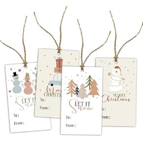Christmas Gift Tags Christmas Gift Wrapping Hanging Tags - Hanging Punch Tags for Family Kids Friends - Christmas Gift Wrapping Decorations - A Set of 40 Tags and 40 Hemp Rope - L571 in Kuwait