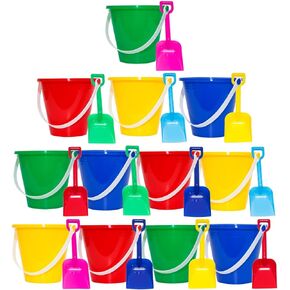 Holady 5'' Inch Sand Beach Buckets Pail with Beach Shovels,Sand Bucket Water Bucket for Beach Fun Great Summer Party Accessory(24 Bucket+24 Shovels)