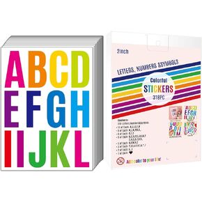318PCS Vinyl Letter Stickers for Mailbox, 2 Inch Alphabet Numbers for House, Door, Scrapbook, Sign, Name, Classroom Decor Waterproof self Adhesive (Black) in Kuwait