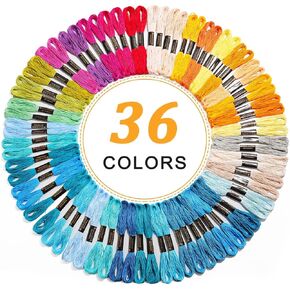 لوحات ألوان حورية البحر مطرزة من Joy Sunday، 36 قطعة سلسلة سوار الصداقة، خيط تنظيف بغرز متقاطعة ملون DMC-36 شلة سلكل in Kuwait