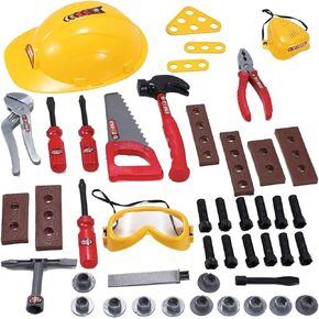 Kids Handyman Tools Toy Set, 52 PCS Mechanic Pretend Play Construction Playset with Hard Hat, Nuts, Bolts - Realistic Plastic Toddler Children Accessories for Workbench in Kuwait