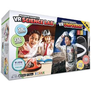Professor Maxwell's VR Universe - Virtual Reality Kids Space Science Book and Interactive STEM Learning Activity Set (Full Version - Includes Goggles) - for Ages 8 and Up