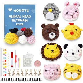 Jneoace Crochet Kit for Beginners, 8 Pcs Crochet Animal Kit for Adults and Children, Beginner Crochet Starter Kit with Step-by-Step Video Tutorials for Kids Boys Girls Birthdays Gift in Kuwait