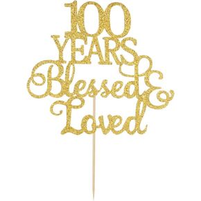 غلاف ذهبي لامع ل100 عام للكيك من أعلى الكعكة المباركة والحبيبة، عيد ميلاد 100، مستلزمات تزيين حفلات الزواج في الأعياد السنوية... in Kuwait