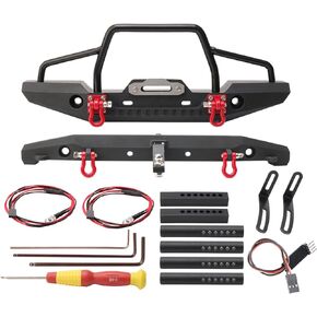 Rchobbytop RC الزاحف الوفير 1/10 RC المعادن المصد الخلفي ث/أضواء LED سحب الأغلال وصلة مقطورة لشاحنة الزاحف TRX-4 SCX10 II 90046 in Kuwait