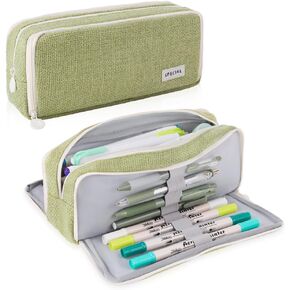 iSuperb Multi Compartments Pencil Case 3 Zippers Pencil Pouch Pen Case Bag Organizer Square Grid for Kids Teen Child Student School Supplies Cosmetic Bags (Black) in Kuwait