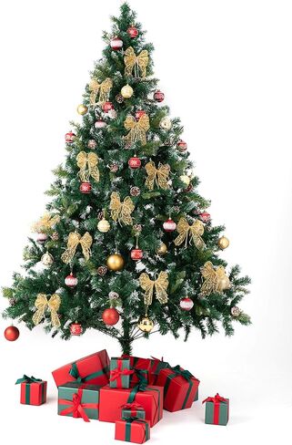 12 قطعة من أقواس عيد الميلاد الذهبية المربوطة مسبقًا من الأورجانزا مع أربطة ملتوية. قياسات القوس من القماش 5.5 بوصة * 6.3 بوصة إكليل عيد الميلاد القوس زينة شجرة عيد الميلاد لتزيين حفلات عيد الميلاد (الأورجانزا الذهبية) in Kuwait