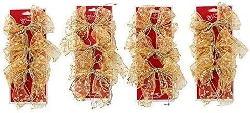 12 قطعة من أقواس عيد الميلاد الذهبية المربوطة مسبقًا من الأورجانزا مع أربطة ملتوية. قياسات القوس من القماش 5.5 بوصة * 6.3 بوصة إكليل عيد الميلاد القوس زينة شجرة عيد الميلاد لتزيين حفلات عيد الميلاد (الأورجانزا الذهبية) in Kuwait