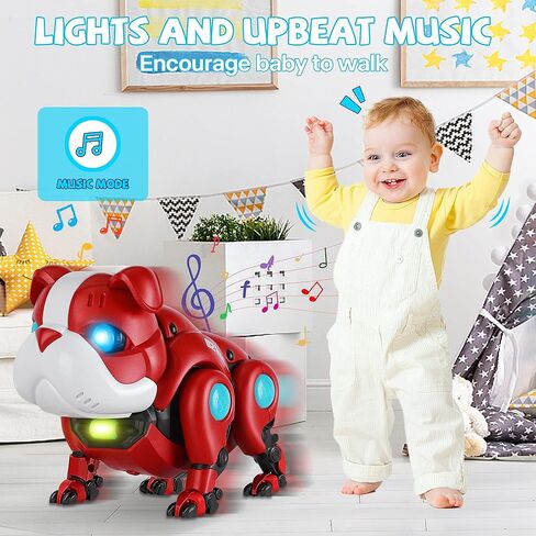 TNOIE Baby Toys Crawling Infant Toys Baby Musical Toys for Toddlers Walking Robot Dog Toy Educational Interactive Light-up Gifts Toys for 1 2 3 4 5 Year Old Boys Girls in Kuwait