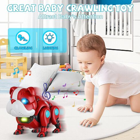 TNOIE Baby Toys Crawling Infant Toys Baby Musical Toys for Toddlers Walking Robot Dog Toy Educational Interactive Light-up Gifts Toys for 1 2 3 4 5 Year Old Boys Girls in Kuwait