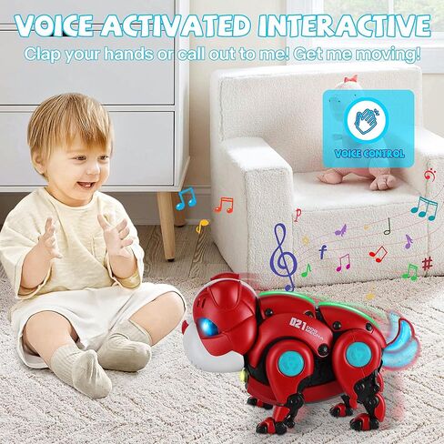 TNOIE Baby Toys Crawling Infant Toys Baby Musical Toys for Toddlers Walking Robot Dog Toy Educational Interactive Light-up Gifts Toys for 1 2 3 4 5 Year Old Boys Girls in Kuwait