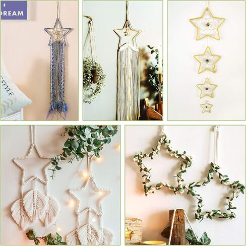 JUTTIRA, 8pcs Dream Catcher Metal Rings Gold Dreamcatcher Metal Hoops Star Shaped Macrame Ring for Crafts, Macrame Wall Hanging, Wedding Wreath Decor, 4 Sizes (2/4/6/8 inches) in Saudi Arabia