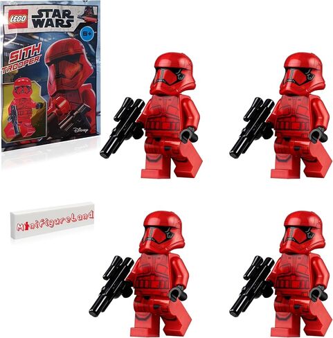 LEGO Star Wars Episode 9 The Rise of Skywalker Minifigure - Red Sith Trooper (with Blaster) and Minifigureland Tile - 4 Pack in Saudi Arabia