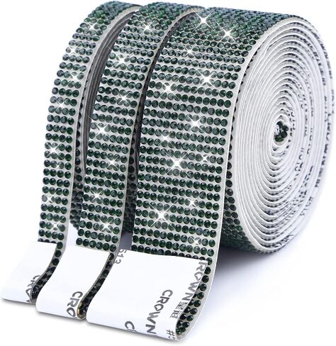 3 Rolls 6.6 Yards Self-Adhesive Crystal Rhinestone Diamond Ribbon - DIY Stickers with 2 mm Rhinestones for Arts Crafts,Bling Silver Phone,Car Decoration(Silver) in Kuwait