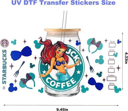 ملصقات نقل تغليف أكواب DTF للأشعة فوق البنفسجية للزجاج، 9 أوراق فرك الأكواب على النقل لصناعة ملصقات ملصقات لأكواب Libbey الزجاجية سعة 16 أونصة والأثاث والحرف اليدوية الخشبية (النمط 3) in Kuwait