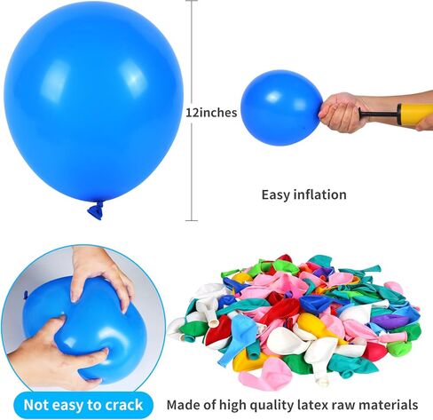 Jsocoah Balloons Assorted Colors, 12 Inches (120 Pack) Rainbow Balloons, Thickened Latex Balloons for Kid's Birthday Party, Colorful Balloons, Bright Color Party Balloons, Exquisite Rainbow Balloon in Kuwait