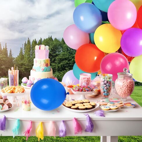 Jsocoah Balloons Assorted Colors, 12 Inches (120 Pack) Rainbow Balloons, Thickened Latex Balloons for Kid's Birthday Party, Colorful Balloons, Bright Color Party Balloons, Exquisite Rainbow Balloon in Kuwait