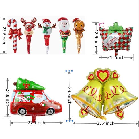 بالونات عيد الميلاد، 16 قطعة بالونات كبيرة من رقائق عيد الميلاد، جوارب سانتا الرنة ثلج قصب حلوى شجرة عيد الميلاد هدية عيد الميلاد بالون لعيد الميلاد وعطلة رأس السنة الجديدة وزينة حفلات الشتاء in Kuwait