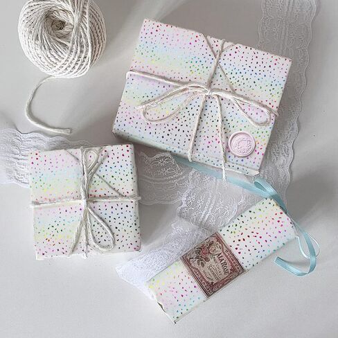 50 ورقة مناديل ورقية لامعة بألوان قوس قزح، 19.7 × 13.8 لامعة بألوان قوس قزح على ورق تغليف أبيض، ورق مناديل ورقية لأعياد الميلاد، وحفلات استقبال المولود الجديد، وحفلات وحيد القرن، وحفلات الزفاف، وعيد الميلاد in Kuwait