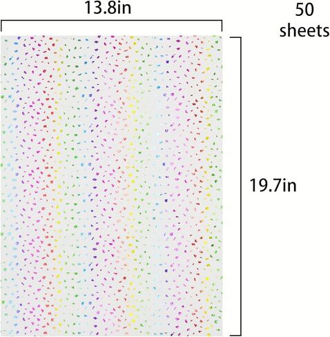 50 ورقة مناديل ورقية لامعة بألوان قوس قزح، 19.7 × 13.8 لامعة بألوان قوس قزح على ورق تغليف أبيض، ورق مناديل ورقية لأعياد الميلاد، وحفلات استقبال المولود الجديد، وحفلات وحيد القرن، وحفلات الزفاف، وعيد الميلاد in Kuwait
