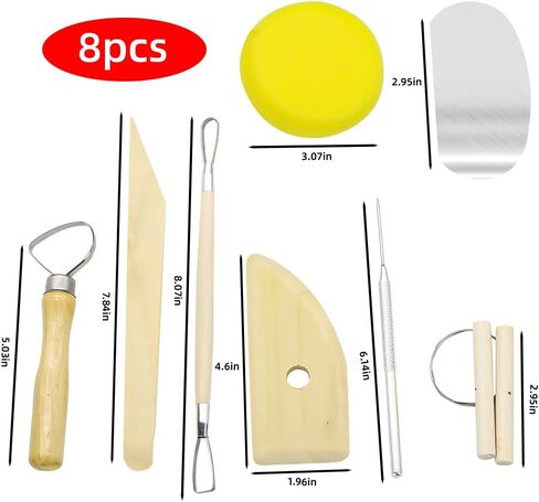 8 قطع أدوات الفخار الطين النمذجة أدوات أدوات الرسم القياسية نحت الطين أدوات ديي in Kuwait