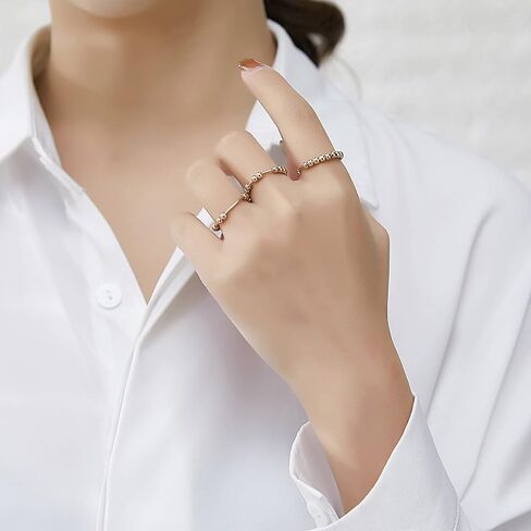 Gold Silver Fidget Ring Anxiety Rings for Women, Anxiety Relief Rings Size 5-10 Beads Fidget Spinner Anxiety Ring for Men in Kuwait