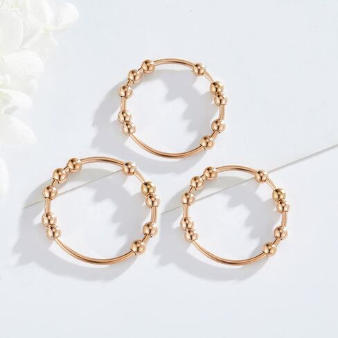 Gold Silver Fidget Ring Anxiety Rings for Women, Anxiety Relief Rings Size 5-10 Beads Fidget Spinner Anxiety Ring for Men in Kuwait