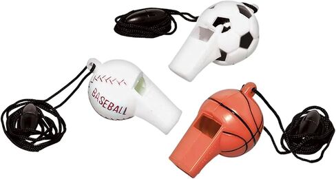 Multicolor Sport Ball Whistle Party Favors - 2.25" x 1.25" (Pack Of 12) - Durable Plastic - Ideal For Kids, Sports Events & Celebrations in Saudi Arabia