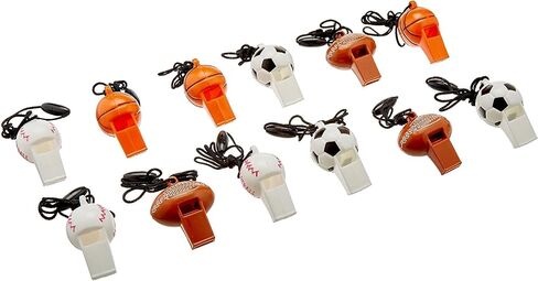 Multicolor Sport Ball Whistle Party Favors - 2.25" x 1.25" (Pack Of 12) - Durable Plastic - Ideal For Kids, Sports Events & Celebrations in Saudi Arabia