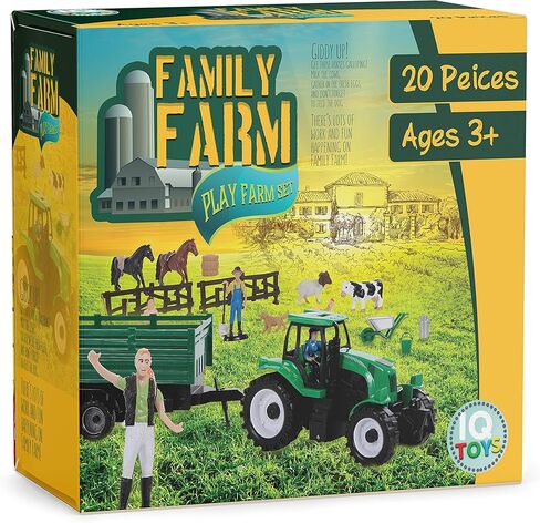 مجموعة العاب الزراعة من 20 قطعة مع حيوانات المزرعة وحصانين ومزارعين وجرار وملحقات in Kuwait