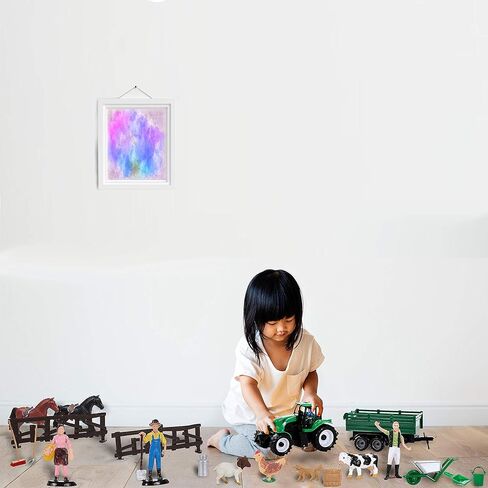 مجموعة العاب الزراعة من 20 قطعة مع حيوانات المزرعة وحصانين ومزارعين وجرار وملحقات in Kuwait