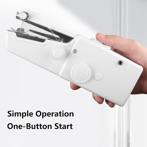 ماكينة خياطة محمولة من VAKS، ماكينة خياطة كهربائية صغيرة محمولة للخياطة السريعة والملابس والأقمشة والحرف اليدوية اليدوية، سهلة الاستخدام (أبيض) in Kuwait