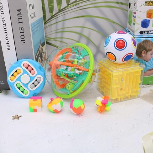 3D Maze Ball and Puzzle Cube, Brain Teaser Puzzles, Maze Game for Kids and Adult, Spinner Fidget Cube, Puzzle Lock Toys, 8 Pack in Kuwait