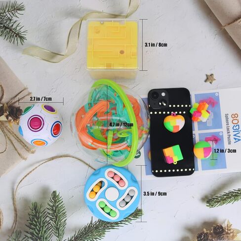 3D Maze Ball and Puzzle Cube, Brain Teaser Puzzles, Maze Game for Kids and Adult, Spinner Fidget Cube, Puzzle Lock Toys, 8 Pack in Kuwait