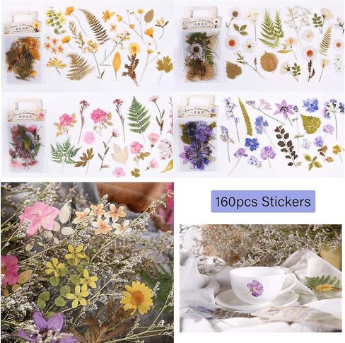 120pcs Scrapbooks Stickers, Green Fern Sticker, Large Size Mushroom Sticker, Butterflies Sticker, Transparent Bottle Sticker for Adult Nature Flower Plant Decals for Journaling, Planner in Kuwait