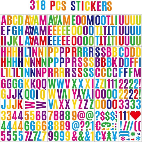 318PCS Vinyl Letter Stickers for Mailbox, 2 Inch Alphabet Numbers for House, Door, Scrapbook, Sign, Name, Classroom Decor Waterproof self Adhesive (Black) in Kuwait