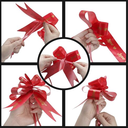20 Pack Clear Basket Bags Pull Bow Set 10 Pack Packaging Bags Cello Cellophane Wrap and 10 Pack Ribbon Bows … (Red 30 * 44inches) in Saudi Arabia