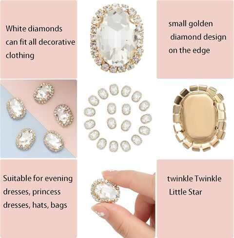 خياطة أحجار الراين الكريستالية، أزرار خرز مسطحة من أحجار الراين الفاخرة مع الماس اللامع، أحجار كريمة يدوية الصنع للملابس والحقائب والأحذية والفساتين وتزيين حفلات الزفاف (شفاف) in Kuwait